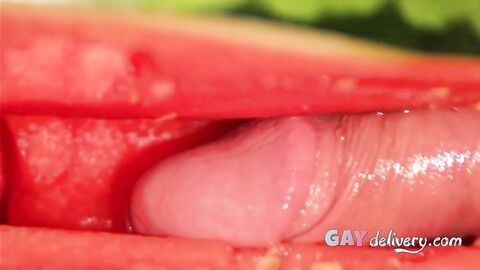 Muscular Stud Fucks and Cums on Watermelon