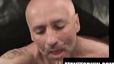 He jerks his giant cock like a total fucking pro