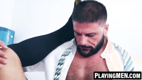 PlayingMen.com - Doctor Adam Franco and Little Brako's hot clinic flip flop fucking