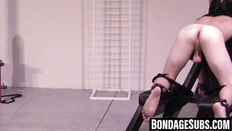 Twinks restrained and whipped during sloppy blowjobs