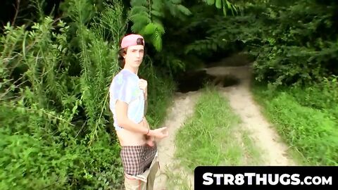 Str8Thugs.com - Skinny straight guy Sean Johansen's solo outdoor masturbation and cum