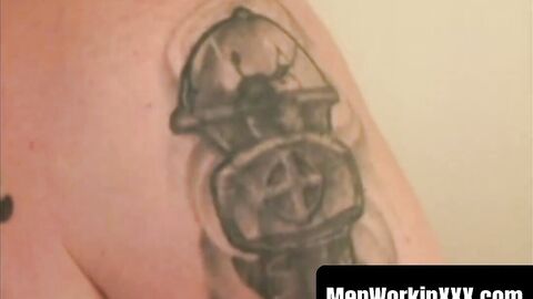 MenWorkinXXX.com - Tattooed amateur dude grabs his cock and strokes it hard vigorousl