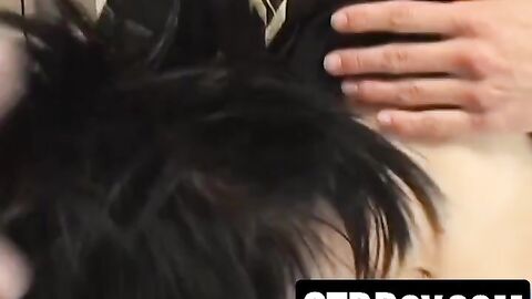 Dirty Latino twinks suck cock wild in kitchen