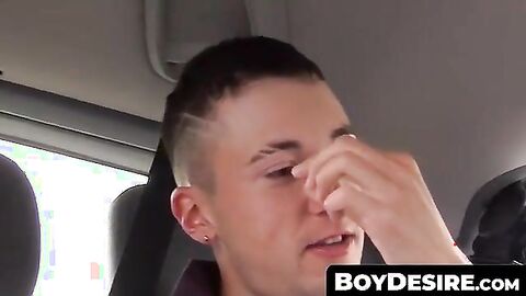 BoyDesire.com - Twink's cock ride and cum-filled jerk off finale with strangers