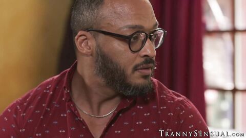 Sweet tranny Eva Maxim devours my tall dick before getting barebacked