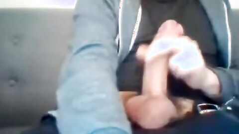 Hunky Guy Strokes His Massive Cock and Nuts on Webcam