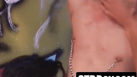 Bottom twink gets double teamed by two tops