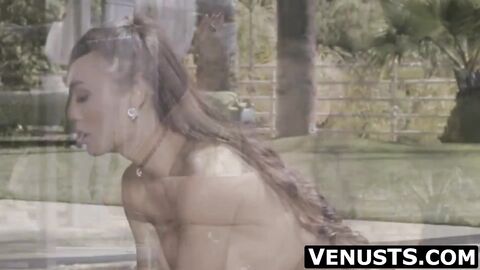 Adorable Venus Lux strips naked outdoors