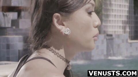 Adorable Venus Lux strips naked outdoors