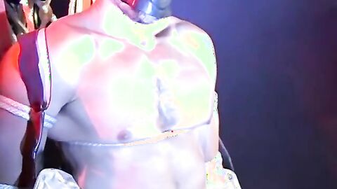 Muscular man bound tight waiting for torment from the captor