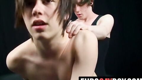 Homo sprays jizz while getting his tight ass pounded deep