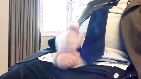 Suited Silver Fox Jerks Off Solo