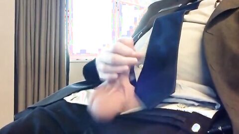 Suited Silver Fox Jerks Off Solo