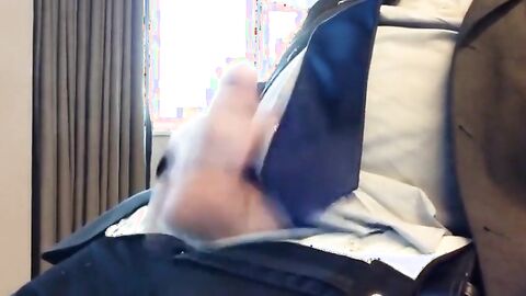 Suited Silver Fox Jerks Off Solo