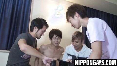 Gay licks nipples before Japanese twink wrecks his ass