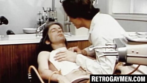 Vintage stud strokes and drills dildo at the dentist's office