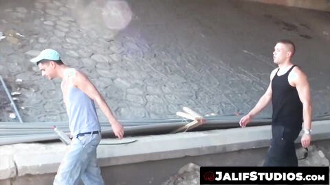 Blonde top Jordan uses submissive Sahaj as personal jobsite fucktoy