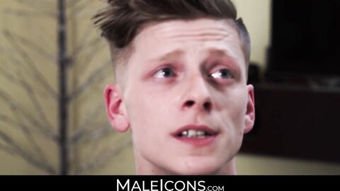 MaleIcons.com - Young twink homo's offering session with muscular jock