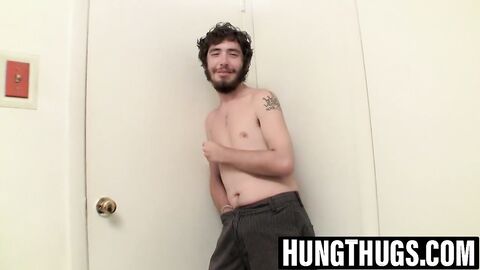 Straight thug strokes hard piece of meat on cam