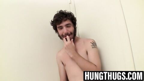 Straight thug strokes hard piece of meat on cam