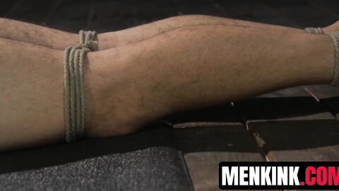 Deprived David Emblem milks his cock with pounding fuck machine