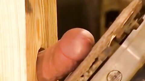 Scared Robert Black gagged with sweaty underwear tightly