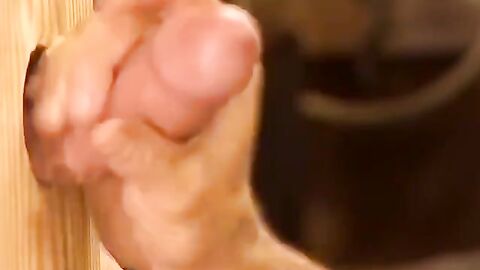 Scared Robert Black gagged with sweaty underwear tightly