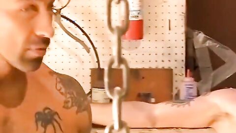 Kinky mechanic Derek da Silva chains and torments hunk