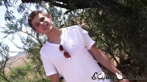 Young stud Oliver Dean shows us that outdoor cock stroking is fun too