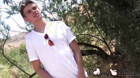 Young stud Oliver Dean shows us that outdoor cock stroking is fun too