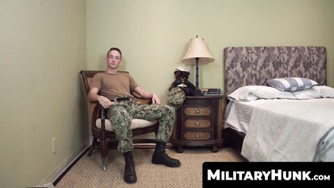 MilitaryHunk.com - Young soldier in uniform strips naked and starts to wank off slowl