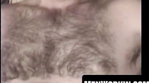 Crazy old bastard tugs his hairy cock solo