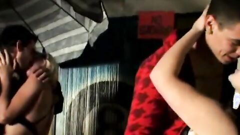 FuckingStraightBoys.com - Amateur men share young horny babe in FMM group sex