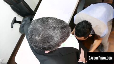 Horny Asian twink gets his hole stretched by his hungry boss