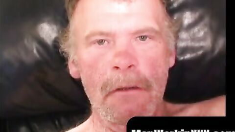 MenWorkinXXX.com - Mature stud masturbates intensely after being interviewed vigorous