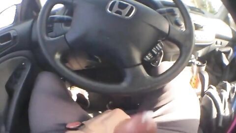 Big Cock Cums in a Car