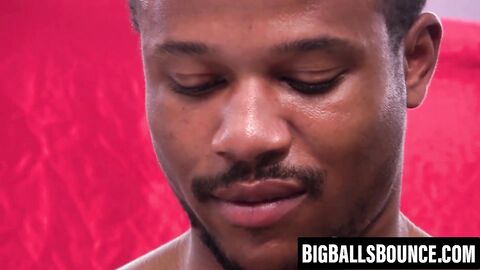 Ebony stud shows off heavy balls before cumming hard