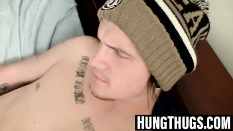 Cum hungry straight hunk strokes dick ravenously