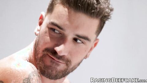 Inked Chris Damned drills Sean Maygers hairy hole against the lockers