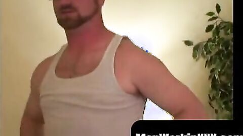 MenWorkinXXX.com - Hairy stud strokes his massive dick and shoots thick loads of cum