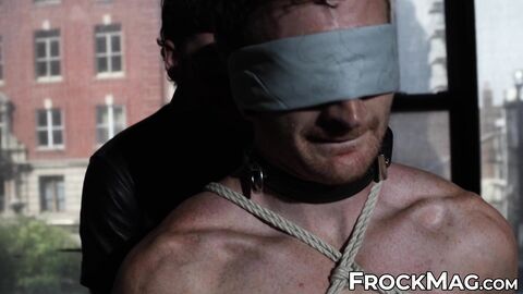 Bound Fly Boy torments restrained Pup Kylo till he shakes and squirms