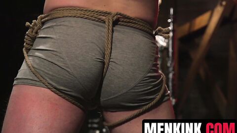 Michael Roman breaks defiant Tobias with hot wax and leather bondage