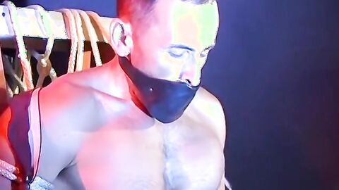 Muscular mouth folded stud endures rough torment from dominant guy