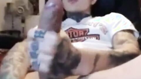 Latin Twink With Biggest Tattooed Cock Masturbates