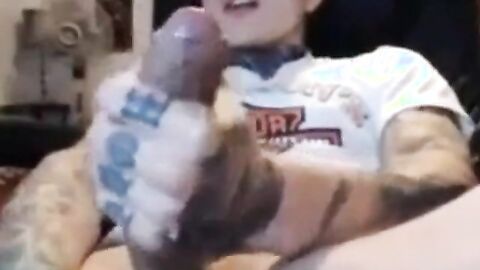 Latin Twink With Biggest Tattooed Cock Masturbates