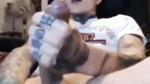 Latin Twink With Biggest Tattooed Cock Masturbates