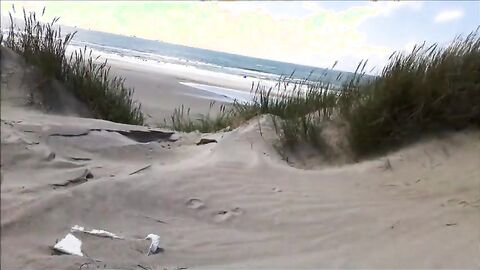 Exhibitionist Strokes Hard on the Beach