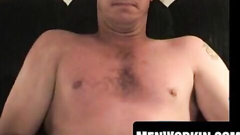 Ugly soldier plays with his fat hairy prick solo