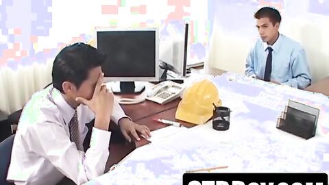 Two Latino twinks fuck raw at their workplace