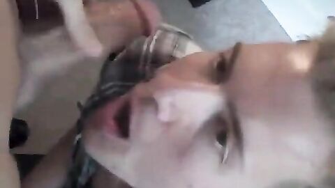 Twink Friend Blows Me, Takes My Cum in His Mouth